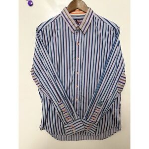 Robert Graham X Shirt Mens L Multicolor Striped Long Sleeve Button Up Flip Cuff